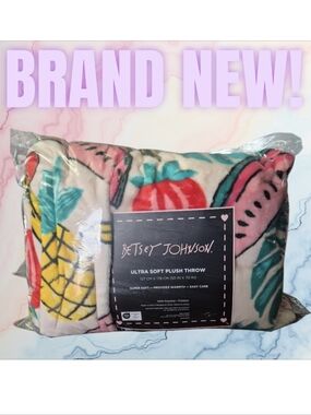 Betsey Johnson Plush Throw Blanket - Watermelon, Cherry & Pineapple Print Motif